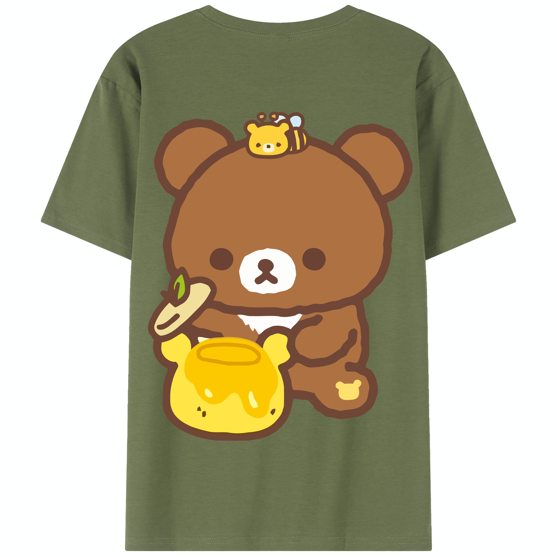 （画像用） リラックマ リラックマ キイロイトリ Rilakkuma Korilakkuma Kiiroitori 綿100％半袖Tシャツ（背面プリント）